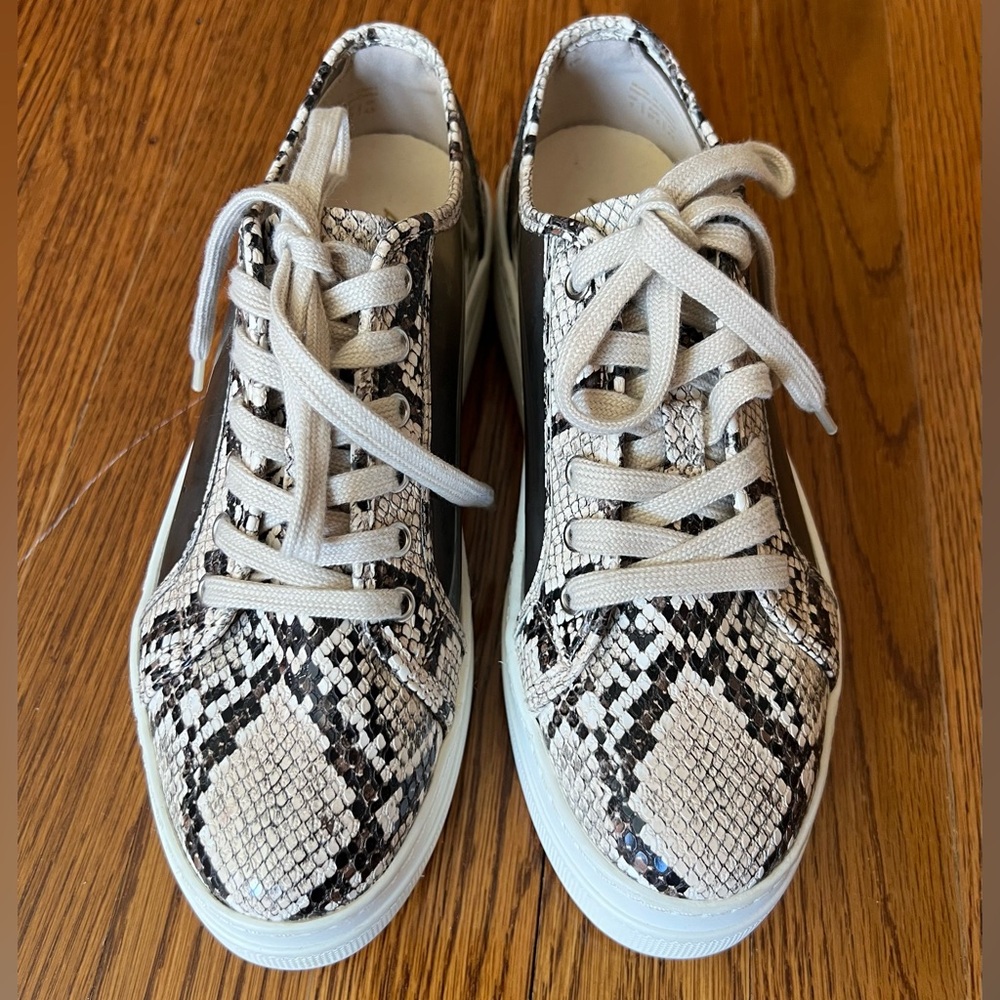 Aldo Tan/ Black Platform Snake Print Lace Up Fashion Sneakers